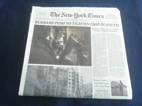 2022 MARCH 4 NEW YORK TIMES - RUSSIANS PUSH TO TIGHTEN GRIP IN SOUTH