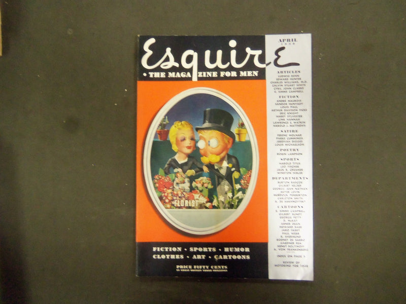 1938 APRIL ESQUIRE MAGAZINE - NICE ILLUSTRATIONS, COVER AND ADS - ST 3104