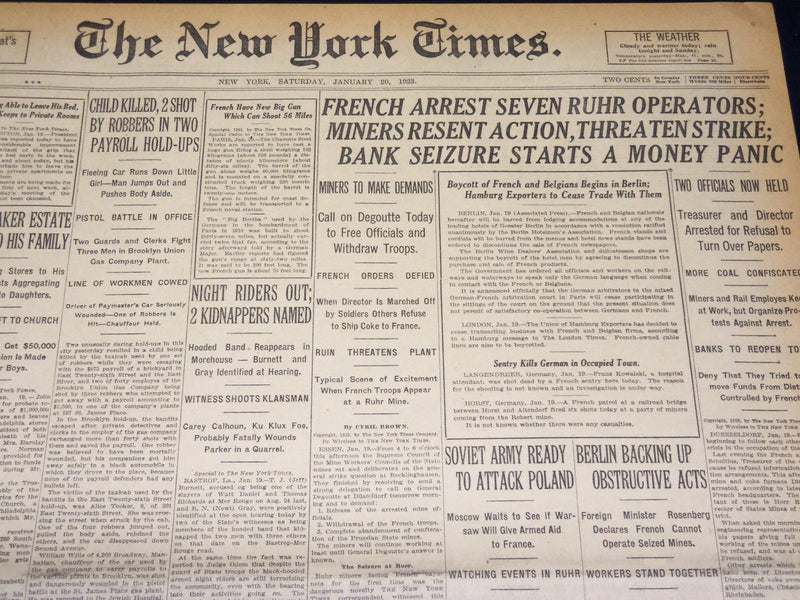 1923 JANUARY 20 NEW YORK TIMES - HOODED BAND REAPPEARS IN MOREHOUSE - NT 7907