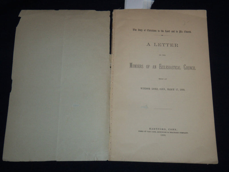 1880 LETTER FO MEMBERS OF AN ECCLESIASTICAL COUNCIL - WINDSOR LOCKS - J 8881
