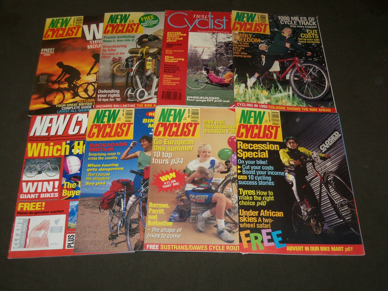 1990-1993 NEW CYCLIST BICYCLE MAGAZINE LOT OF 8 - PUBLISHED IN U. K. - O 3251