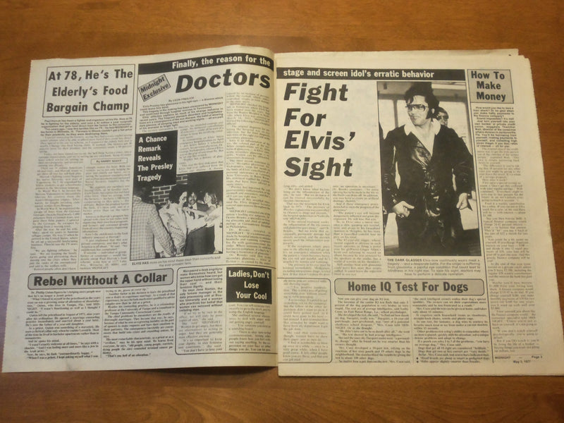1977 MAY 3 MIDNIGHT NEWSPAPER - THE TRAGEDY THAT HAUNTS ELVIS PRESLEY - NP 4778