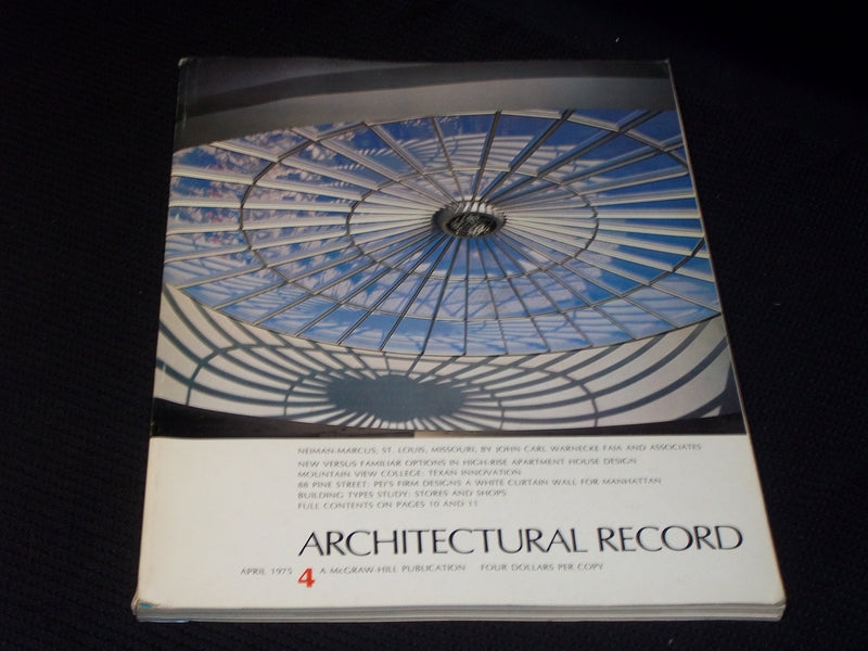 1975 APRIL ARCHITECTURAL RECORD MAGAZINE - STORES & SHOPS FRONT COVER - E 998