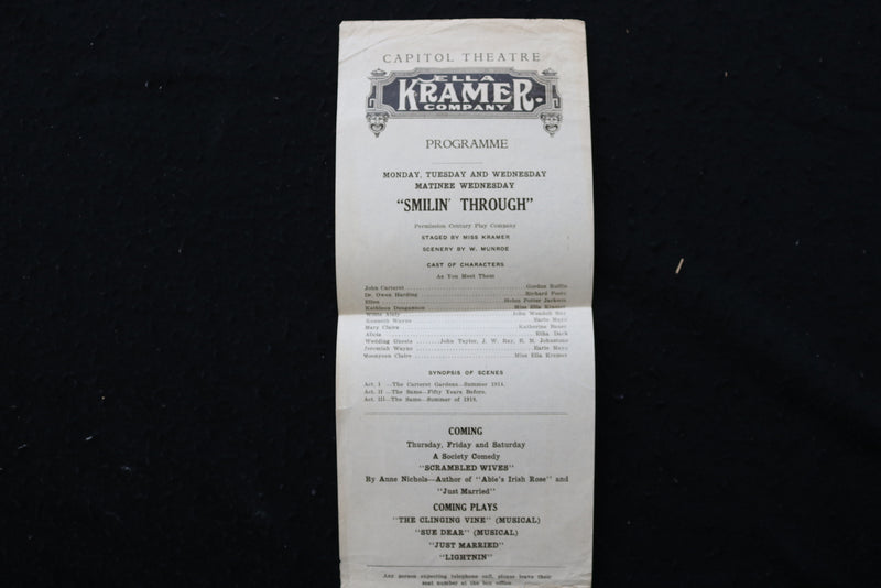 1920'S ELLA KRAMER COMPANY THEATRE PROGRAMS - LOT OF 3 - K 1869