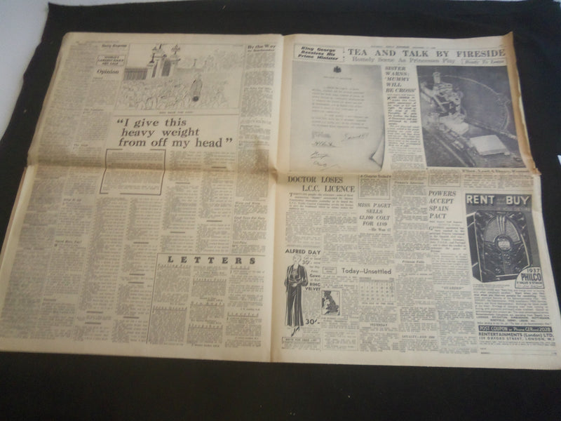 1936 DECEMBER 12 DAILY EXPRESS NEWSPAPER - LONDON - EDWARD LEAVES - NP 5756