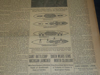1908 MAY 27 THE BOSTON HERALD - GIANT BATTLESHIP MICHIGAN LAUNCHED - BH 75