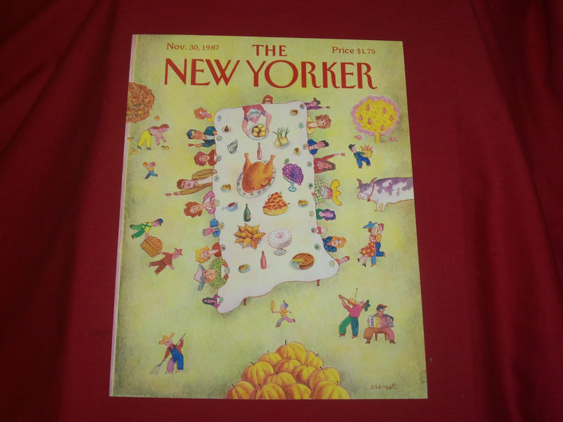 1987 NOVEMBER 30 NEW YORKER MAGAZINE FRONT COVER ONLY - GREAT ART FOR FRAMING