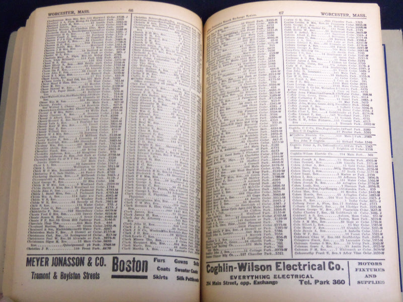 1919 SPRING WORCESTER DISTRICT TELEPHONE DIRECTORY - WORCESTER DISTRICT - J 8819