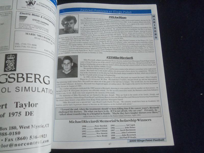 2000 NOV 11 FOOTBALL PROGRAM - U.S. MERCHANT MARINE VS COAST GUARD - SP 1215K