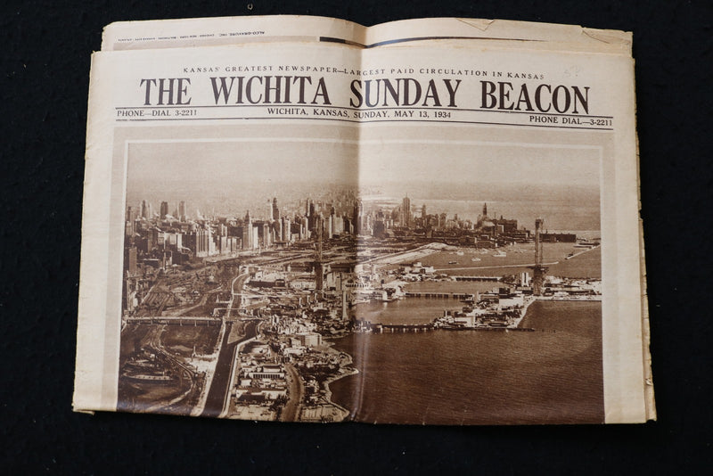 1934 MAY 13 WITCHITA SUNDAY BEACON NEWSPAPER - WORLD'S FAIR - K 2948