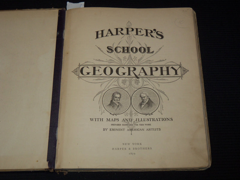 1879-1880 HARPER'S SCHOOL GEOGRAPHY ILLUSTRATED BOOKS LOT OF 2 - KD 7987