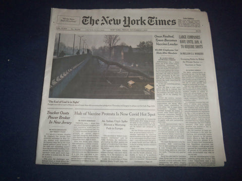 2021 NOVEMBER 5 NEW YORK TIMES-LARGE COMPANIES HAVE UNTIL JAN 4 TO REQUIRE SHOTS