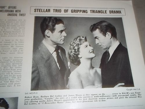 1949 CAUGHT MOVIE PRESS BOOK STARRING JAMES MASON & BARBARA BEL GEDDES - P 108