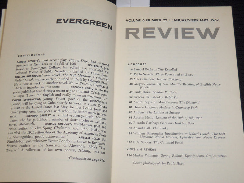 1962 JANUARY-FEBRUARY EVERGREEN REVIEW MAGAZINE - BECKETT - NERUDA - SP 6008I
