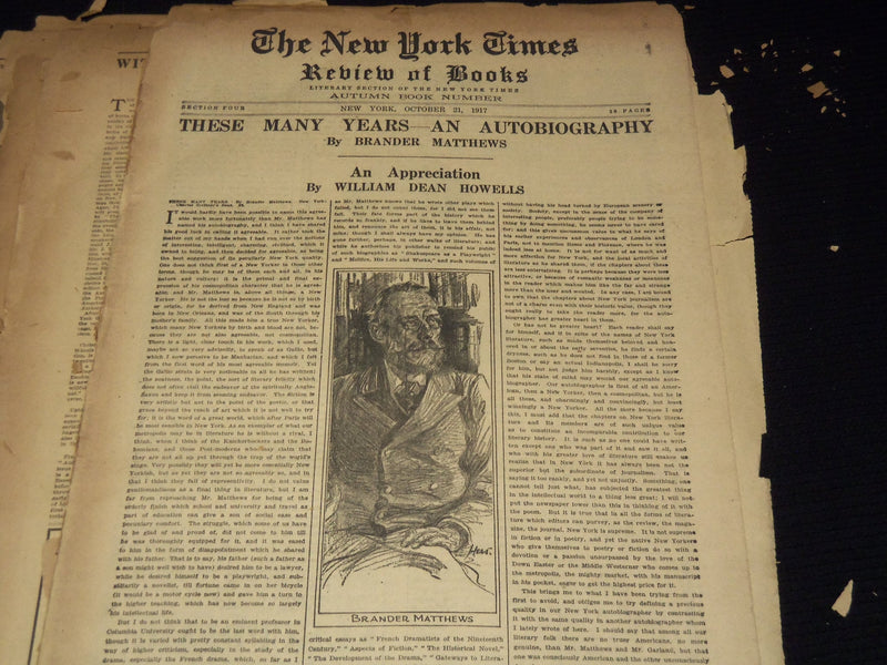 1917-1918 NEW YORK TIMES NEWSPAPER BOOK REVIEW SECTIONS LOT OF 20 - O 3221E