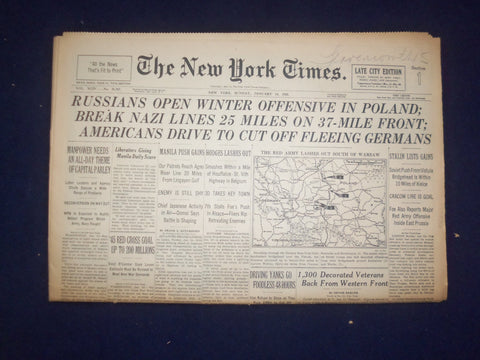 1945 JAN 14 NEW YORK TIMES - RUSSIANS OPEN WINTER OFFENSIVE IN POLAND - NP 6652