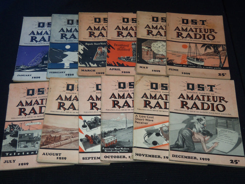 1929 QST AMATEUR RADIO MAGAZINES LOT OF 12 ISSUES - COMPLETE YEAR - WR 54D