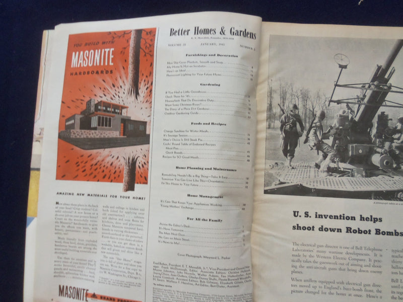 1945 JANUARY BETTER HOMES & GARDENS MAGAZINE - NICE ILLUSTRATED COVER - SP 6118D