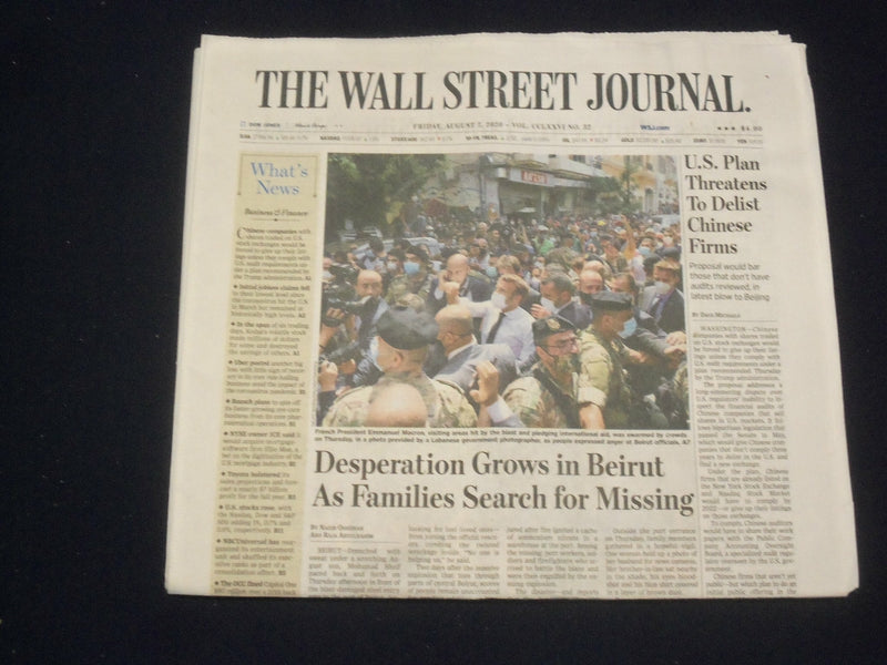 2020 AUGUST 7 WALL STREET JOURNAL - U.S. PLAN THREATENS TO DELIST CHINESE FIRMS