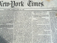 1865 JUNE 23 NEW YORK TIMES NEWSPAPER - RECONSTRUCTION - VIRGINIA - NP 3996
