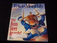1992 JANUARY TEXAS MONTHLY MAGAZINE - BUM STEER AWARDS FRONT COVER - E 7605