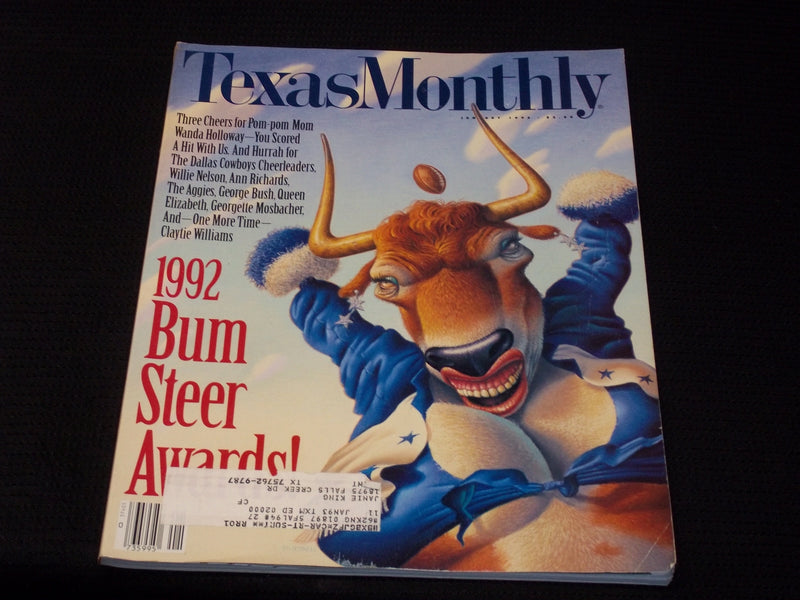 1992 JANUARY TEXAS MONTHLY MAGAZINE - BUM STEER AWARDS FRONT COVER - E 7605