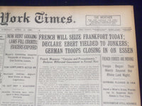 1920 APRIL 6 NEW YORK TIMES - FRENCH WILL SEIZE FRANKFORT TODAY - NT 8282