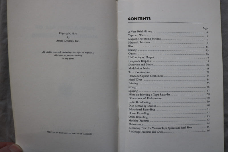 1951 FUNDAMENTALS OF MAGNETIC RECORDINGS - SOFTCOVER BOOK - K 3469
