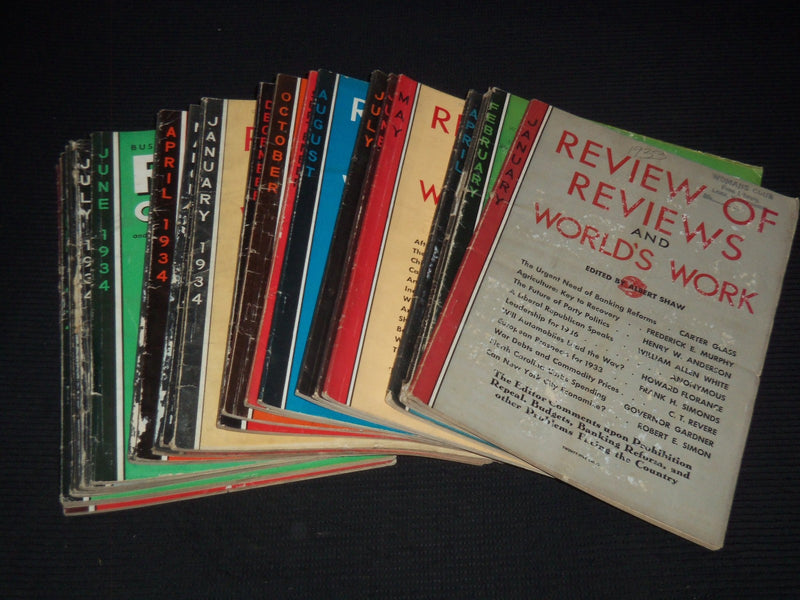 1933-1934 REVIEW OF REVIEWS AND WORLD'S WORK MAGAZINE LOT OF 23 ISSUES - O 3433
