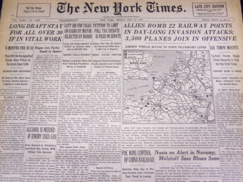 1944 MAY 12 NEW YORK TIMES - ALLIES BOMB 22 RAILWAY POINTS - NT 1732
