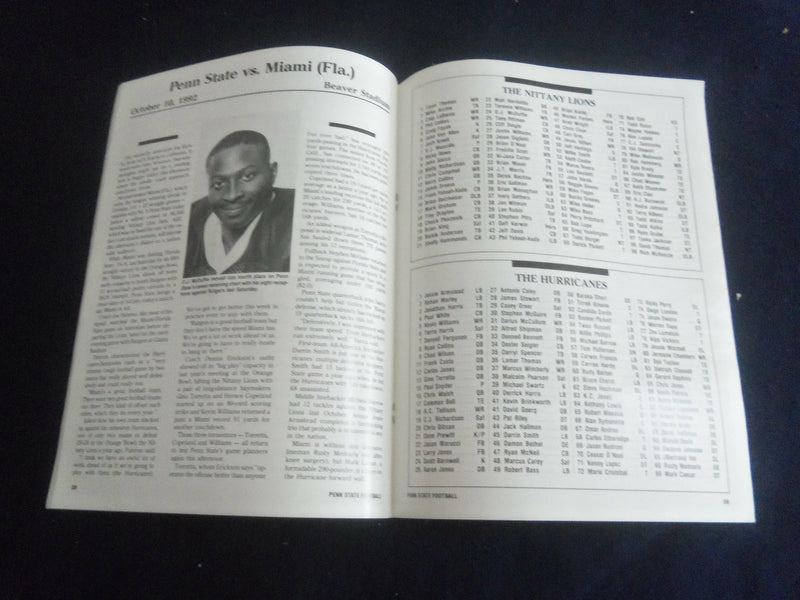 1992 OCT 10 FOOTBALL PROGRAM - PENN STATE UNIV VS MIAMI (OHIO) UNIV - SP 1215Q