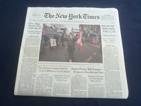 2022 FEBRUARY 12 NEW YORK TIMES - RUSSIA MAY START UKRAINE INVASION IN DAYS
