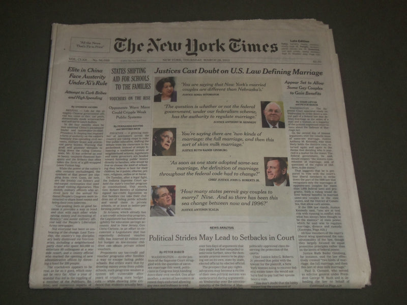 2013 MARCH 28 NEW YORK TIMES - JUSTICE CAST DOUBT ON U. S. LAW - NP 2731