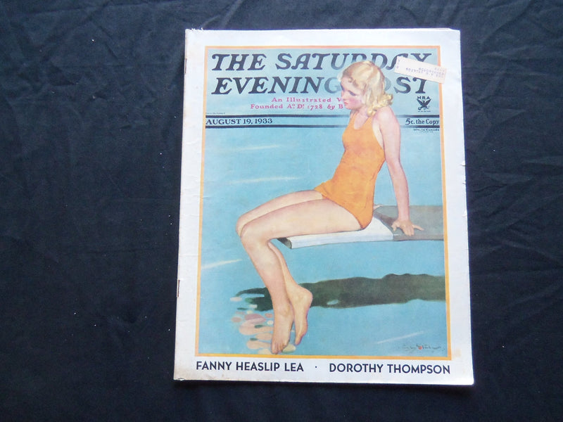 1933 AUGUST 19 THE SATURDAY EVENING POST MAGAZINE - ILLUSTRATED COVER - SP 1526