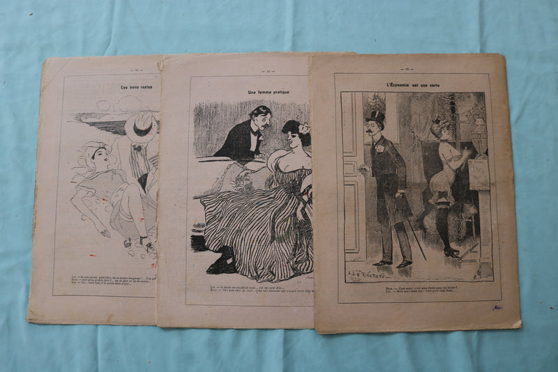1907-1908 JEAN QUI RIT MAGAZINE - ILLUSTRATED JOURNAL-FRENCH - LOT OF 3 - K 2544