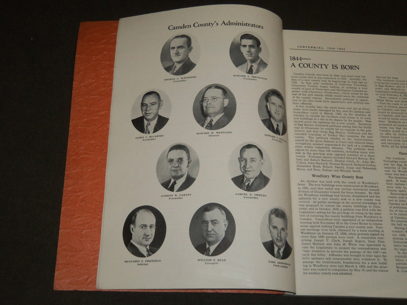 1944 CAMDEN COUNTY CENTENNIAL 1844-1944 BY A. CHARLES COROTIS - J 5713
