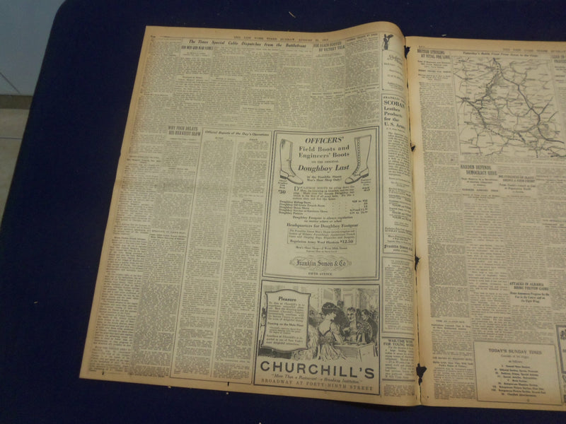 1918 AUGUST 25 NEW YORK TIMES-HAIG CAPTURES BARY, HAS 16,000 PRISIONERS- NT 9201