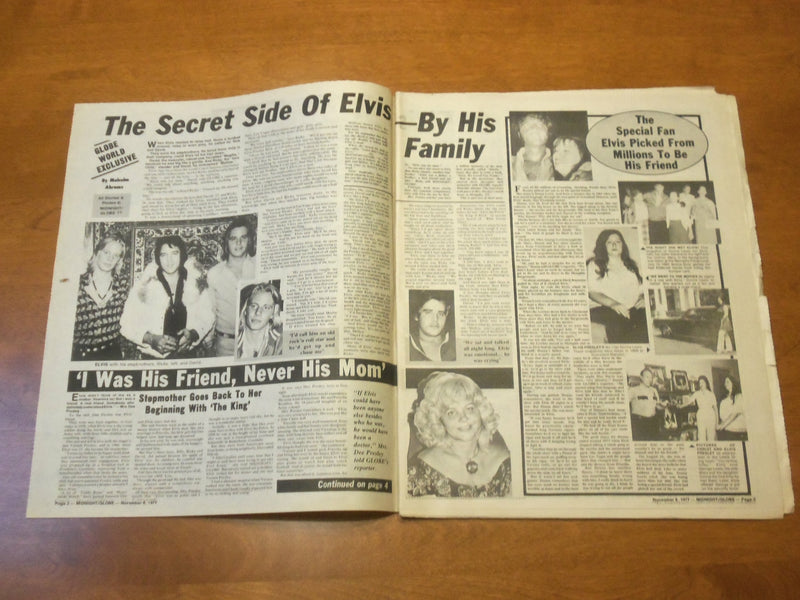 1977 NOV 8 MIDNIGHT GLOBE NEWSPAPER - ELVIS SECRETS NEVER TOLD BEFORE - NP 4735