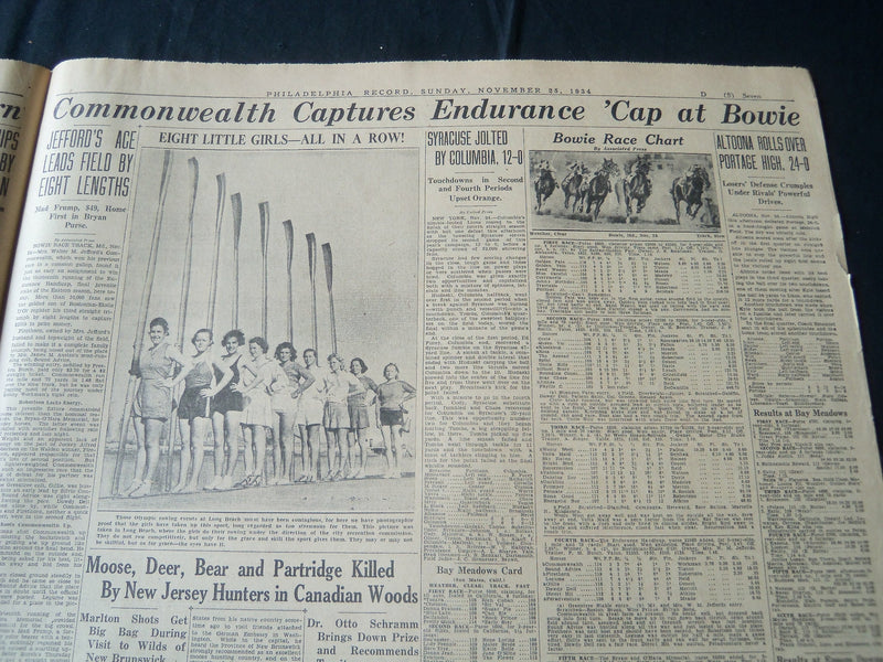 1934 NOV 25 PHILADELPHIA RECORD NEWSPAPER SPORTS SECTION - NOTRE DAME- NT 7251