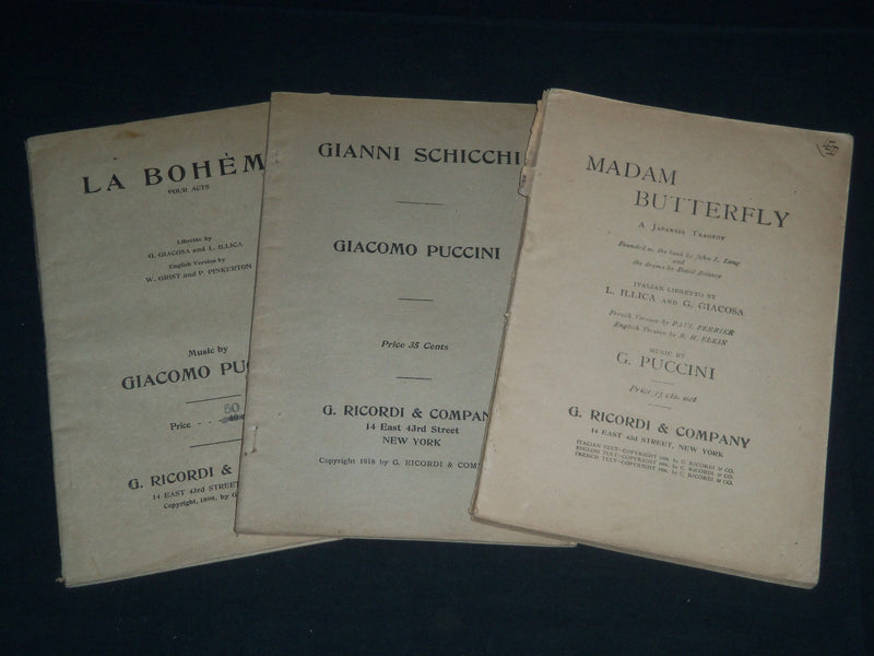 1898 GIACOMO PUCCINI LIBRETTOS PROGRAM LOT OF 3 - LA BOHEME - SCHICCHI - J 4089