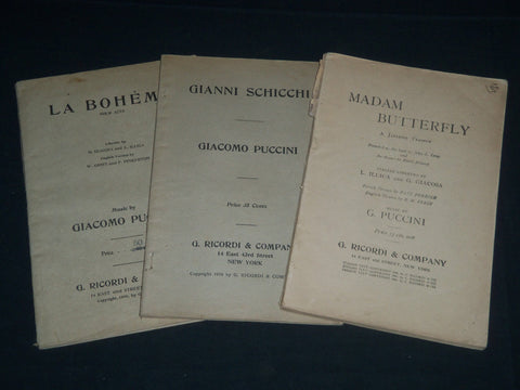 1898 GIACOMO PUCCINI LIBRETTOS PROGRAM LOT OF 3 - LA BOHEME - SCHICCHI - J 4089