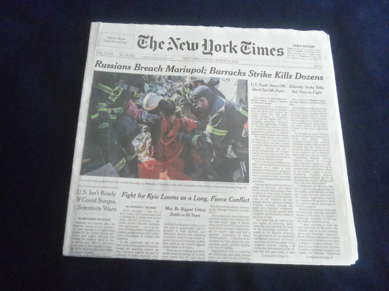 2022 MARCH 20 NEW YORK TIMES - RUSSIANS BREACH MARIUPOL; STIRKE KILLS DOZENS