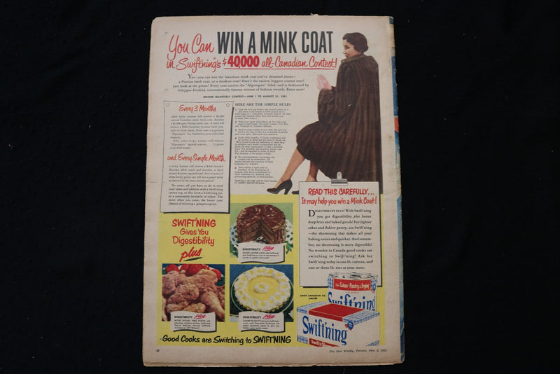 1951 JUNE 2 STAR WEEKLY MAGAZINE - JUNE HAVER COVER - E 26123