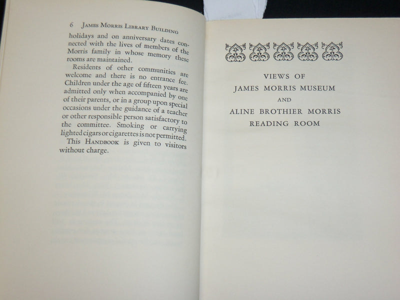 1935 HANDBOOK OF THE JAMES MORRIS MUSEUM ALINE BROTHIER READING ROOM - KD 6390