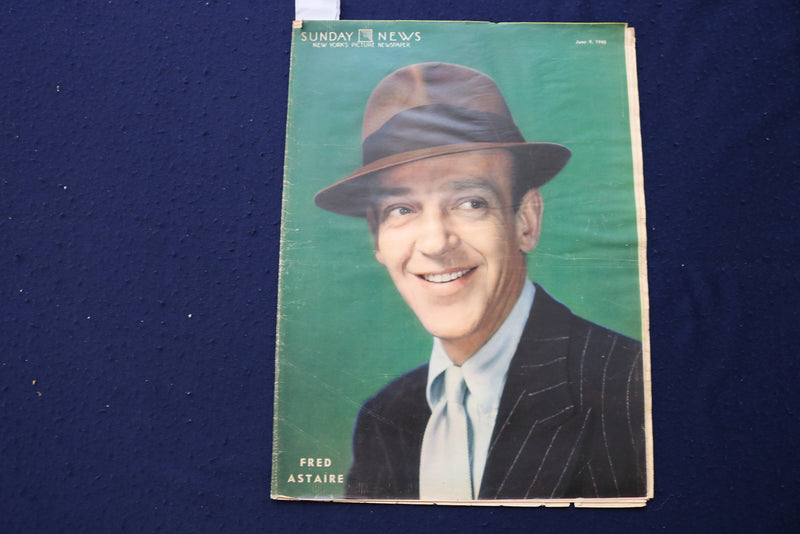1940 JUNE 9 SUNDAY NEWS PICTURE NEWSPAPER-FRED ASTAIRE -NY BEACHES MAP - E 22709