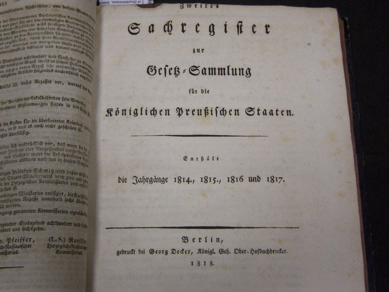 1830 ANHANG ZUR OEFER SAMMLUNG FUR DIE KONIGLICHEN PREUBISCHEN STAATEN - KD 35