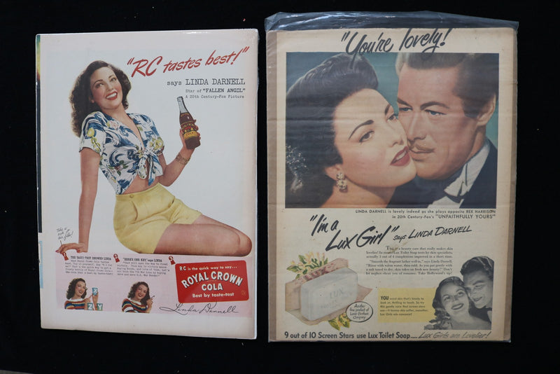 1940'S-1950'S LINDA DARNELL MAGAZINE ADVERTISEMENTS - LOT OF 33 - O 3795
