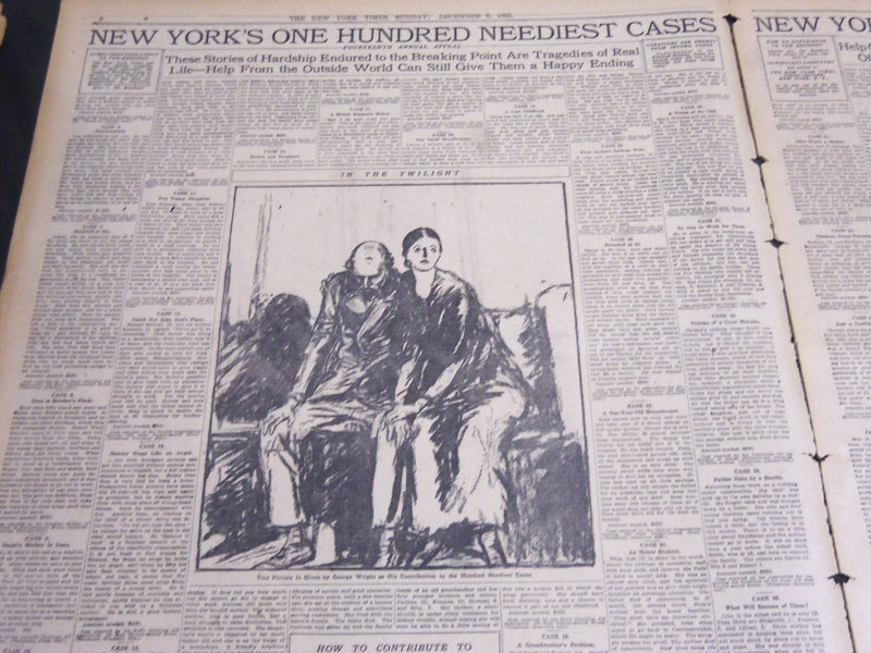 1925 DEC 6 NY TIMES - NEW YORK'S 100 NEEDIEST CASES-CHARLES DANA GIBSON- NT 7067
