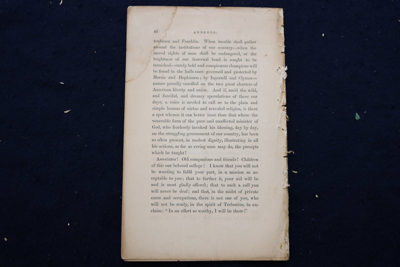1881 UNIVERSITY OF PENNSYLVANIA ALUMNI SOCIETY ADDRESS SOFTCOVER BOOK BY - K 841