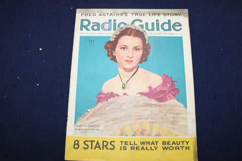 1936 SEPTEMBER 19 RADIO GUIDE MAGAZINE - JEAN DICKENSON COVER - E 9196